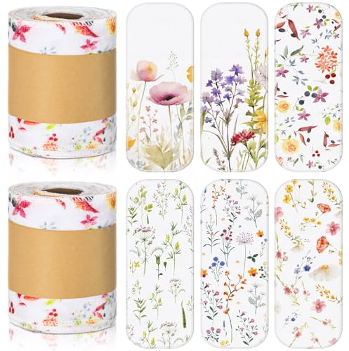FuWeave 60 Pack Reusable Toilet Paper Washable Soft Bidet Towels Bulk Gifts Paperless Rolls Flannel Cotton 12'' x 4.3 Family Cloth Wipes Bathroom Napkins with Cardboard (Wildflower)