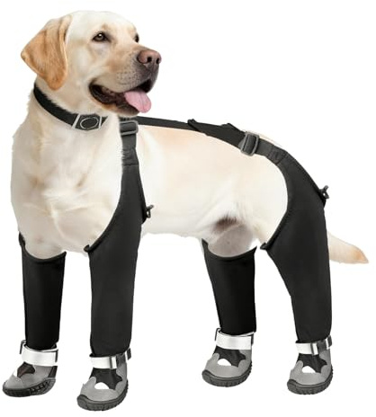 Hundeschuhe Pfotenschutz Outdoor wasserdichte Hundeschuhe Rutschfester Pfotenfußschutz für Hunde mit Strapse für verletzte Pfoten, stoppen Lecken, Outdoor, Spazierengehen, Schnee, regnerisches