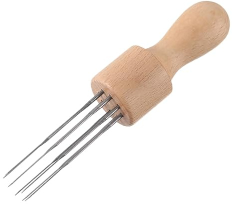 FytStycale Herramienta para Pinchar Salchichas Herramienta para Pinchar Embutidos Accesorio Desmontable de Acero Inoxidable Suministros para Pinchar Salchichas con Mango de Madera