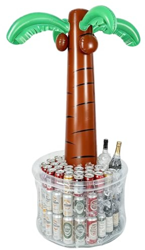 60 Inflatable Palm Tree Cooler, Giant Capacity Floating Drink Cooler for Pool Party, Holds 200+ Cans, Tropical Luau Hawaiian Party Decorations, Beach & Summer Party Supplies, Outdoor Ice Bucket