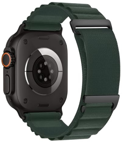 suneensy Alpine Loop Rem med Metall C-lås för iWatch Ultra & Series6 7 8 9 10 11 med SE, Dark Green, Acetat, Ingen ädelsten