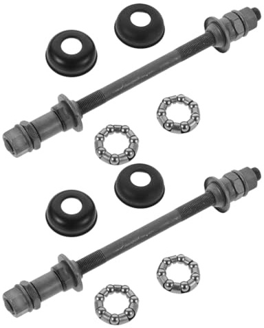 Healeved Set 2 Pezzi Perno Mozzo Posteriore Bici Mountain Bike 180mm Grigio Gruppo Cuscinetto e Dado Ruota, Resistente a Polvere e Adatto Terreni Montani per Manutenzione Rapida e Guida
