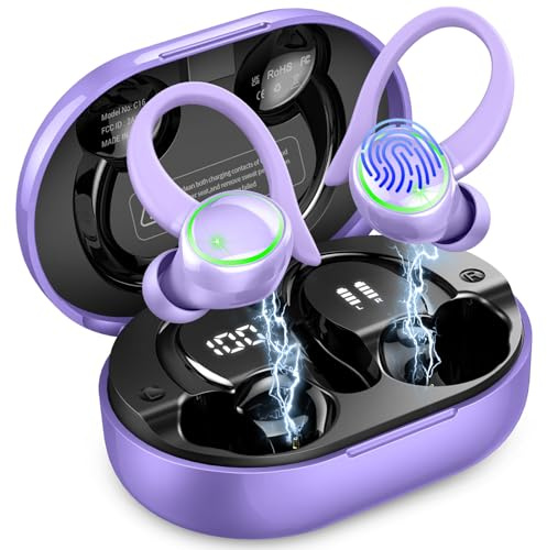 Matast Cuffie Bluetooth 5.4 Sport IP7 Impermeabile, 50 Ore Cuffie In Ear con Cancellazione Rumore ENC e 4 HD Mics, Auricolari Bluetooth 6D Bass Stereo HiFi, LED Display – Senza Fili