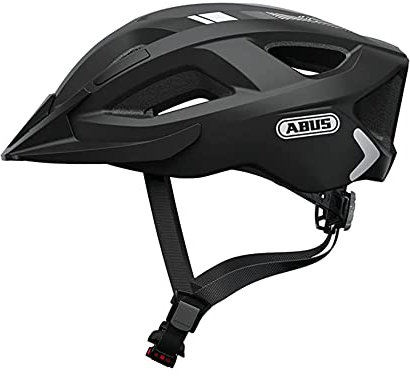 ABUS Stadthelm Aduro 2.0 - Allround-Fahrradhelm mit Licht - in sportivem Design für den Stadtverkehr - für Damen und Herren - Schwarz mit Streifen, Größe M