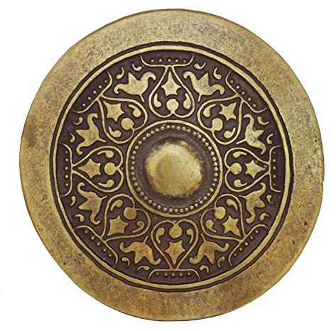 Unbekannt Nickelfreie Gürtelschnalle „Wikinger“ in altmessing - rund - 85mm - für einen Wechselgürtel mit Riemen von ca. 4cm
