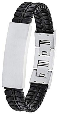 s.Oliver Armband Edelstahl Leder Herren Armschmuck, Kommt in Schmuck Geschenk Box