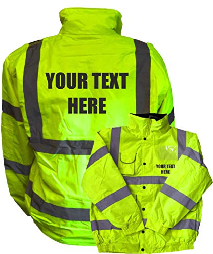 Personalised Custom Printed Yellow Hi Vis Bomber Jacket Reflective, Waterproof, Conforms to EN20471 Class 3, High Visibility, By Brook Hi Vis,