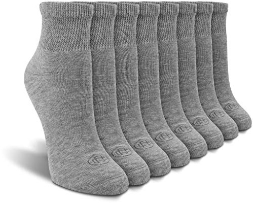 Doctor's Choice Diabetic Socks for Women, Non Binding Extra Wide Quarter, Seamless Toe, Loose Fit, Cushioned Support, Neuropathy Relief, Wide Toe Box, Swollen Feet, 4 Pairs 9-11, Medium (Grey)