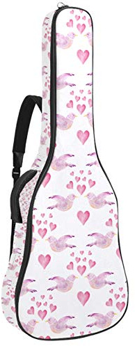 Gitarrentasche mit Reißverschluss, wasserdicht, weich, für Bassgitarre, Akustik- und klassische Folk-Gitarre, Wasserfarben, Valentinstag, Pink