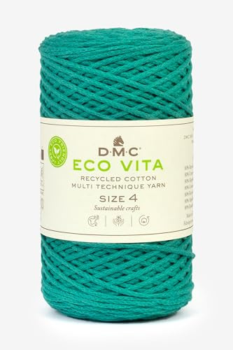 DMC - Nova VITA 4 garn - makramé stickkrok | återvunnet bomullsgarn - etiketter för plantering | 250 g - 200 m