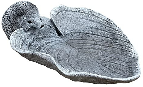 stoneandstyle Vogeltränke Insektentränke Igel auf Blatt Steinguss frostfest