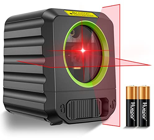 Kreuzlinienlaser, Huepar B011R Rotlicht Lasernivellier, Selbstnivellierender Linienlaser mit Rotlicht Laser-Vertikale und Horizontale Linie, Laser-Tool für Bildaufhängen und DIY-Anwendung