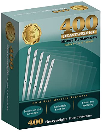 GOLD SEAL 400 Count Clear Heavyweight Poly Sheet Protectors, 8.5 x 11, Extra Sturdy, Secure Topload, 400 Boxed Sheet Protectors