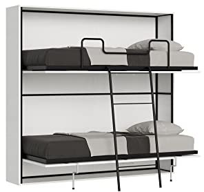 ITAMOBY - Letto doppio a scomparsa orizzontale trasformabile bianco frassino con materasso
