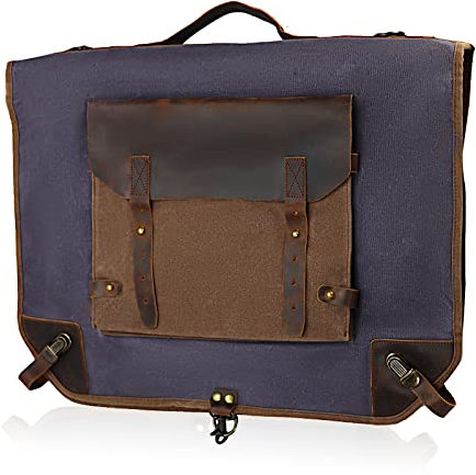 Kleidersack aus gewachstem Segeltuch, mit Schultergurt, für Arbeit und Geschäft, aus Leder, GRAU, American Casual
