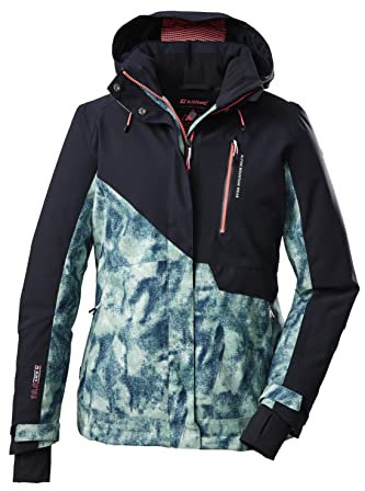 killtec Damen Skijacke/Funktionsjacke mit abzippbarer Kapuze und Schneefang KSW 145 WMN SKI JCKT, schwarz blau, 40, 38625-000