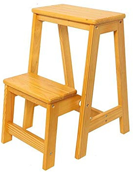 DASHADAO Tabouret d'escalade d'intérieur, escabeaux, escabeau en Bois Massif, Tabouret Multifonctionnel, Chaise Pliante de Rechange pour Chaussures, a 2 marches/#3 (#2)