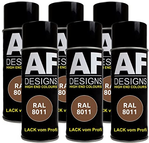 Alex Flittner Designs Lackspray RAL 8011 NUSSBRAUN seidenmatt 6x 400ml Spraydose Buntlack Autolack
