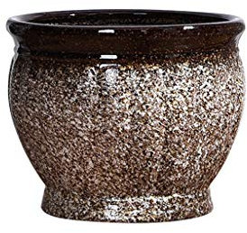 Blumentopf Pflanztopf Braun Keramik Blumentopf Outdoor Garden Home Wohnzimmer Büro Dekoration Nachahmung Stein Muster Große Blumentopf Pflanzkübel (Size : L)