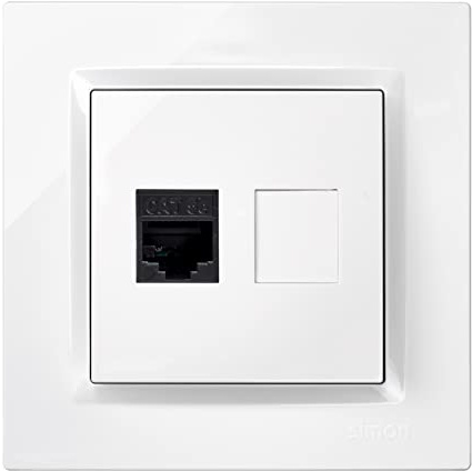SIMON - Toma RJ45 Cat 5e, Enchufe de Empotrar, Conector de Cable Ethernet, Enchufe de Parerd Empotrable, Serie Simon 10, Fácil de Instalar, Incluye Marco, Tapa y Mecanismo, Color Blanco
