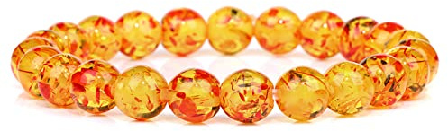 8 mm pärlarmband gul kvarts kristall sten armband för kvinnor män tigeröga armband smycken, 12. imitation bärnsten, 19 cm