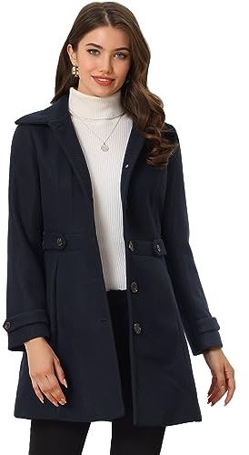 Allegra K Damen Winter Classic Mantel mit Taschen Einreihig | Weiche Cabanjacke Vollständig Gefüttert Modisch Warme Lässige Alltagskleidung für Feiertage