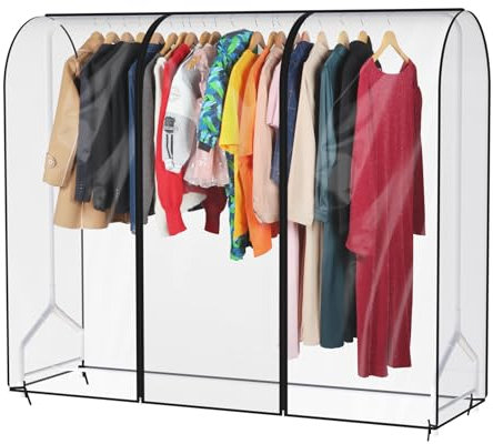 Syeeiex 6ft klare transparente Kleiderständer Abdeckung Mit Reißverschluss 182 x 152 x 50cm kleidersack Staubschutz Wasserdicht Kleiderbügel schutzhülle für Kleiderstange