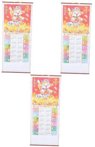 MAGICLULU 3stücke Hängender Kalender Traditioneller Wandkalender Im Chinesischen Stil Monatskalender Für Zuhause Und Büro Hochwertiger Papiertyp Für Neujahrsfest