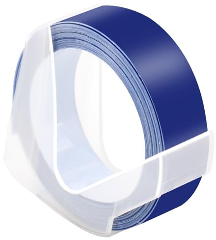 NineLeaf 40 Packung Ersatz für Dymo S0898142 521206 3D Kunststoff Prägebändern 12mm x 3m Weiß auf Blau Bänder Schriftband für Office Mate II 1540 154000 Organizer Xpress Pro 1575 Beschriftungsgerät