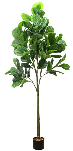 SZHLUX 6.2FT Artificial Fiddle Leaf Fig Tree, Artificial Plants for Home Decor Indoor, Lifelike Evergreen Fake Artificial Ficus Tree Perfect Match for Home Office Decoration
