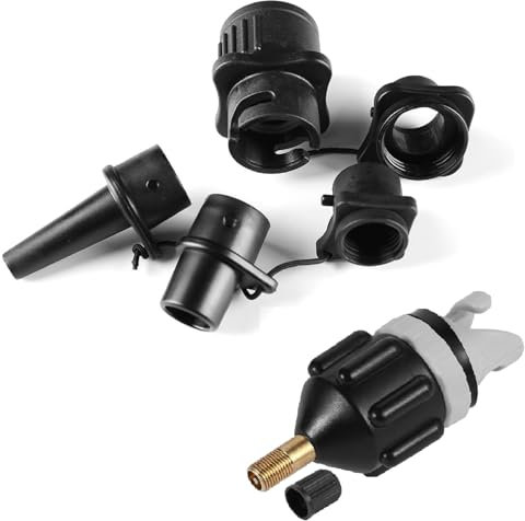 SUP Pumpenadapter Für Schlauchboote| Tragbarer SUP Ventiladapter Mit 4 Stück Gasdüse| Aufblasbarer Luftventilkonverter| Sup Pumpe Adapter Für Kanu, Kajak, Schlauchboot, Stand Up Paddle Board (Schwarz)