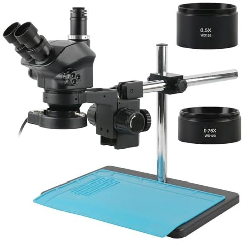 Mikroskop-Zubehör-Kit 7X-50X 3,5X-100X Industrie Simul-Fokal Trinokular Stereo Mikroskop Löten Reparatur Große Größe Metall Einstellbare Multi Winkel stehen Mikroskopische Objektträger (Size : With 0