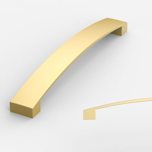 Amerdeco 10 Stück Möbelgriffe Brushed Gold,160mm Lochabstand, Aluminiumlegierung Schubladengriffe & Schrankgriffe für Küchenschränke & Kleiderschränke UK0021