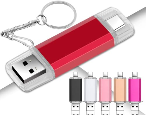 Yaxiny 8 GB USB-C-Memorystick, USB-C-Flash-Laufwerk, USB 3.0 Stick, Hochgeschwindigkeits-USB-C-Laufwerk, Dual-OTG, 6 Farben, Metall-Stift für TV, Auto, Smartphones, PC, Laptop