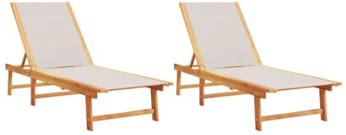 vidaXL Sonnenliegen 2 STK. Grau Massivholz Akazie und Textilene