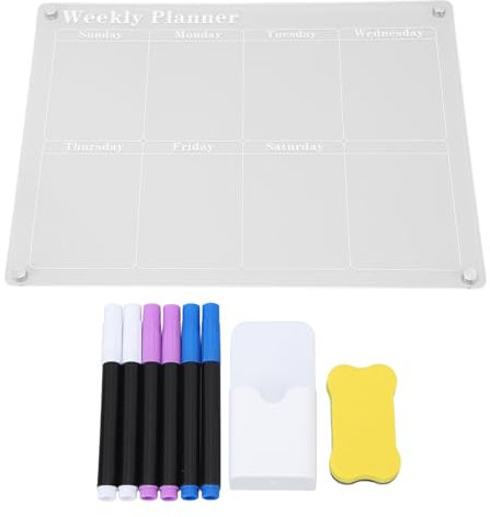 ANKROYU Magnettafeln, trocken abwischbare Tafel, Planungstafel, wiederverwendbare durchsichtige Tafel, trocken abwischbares Whiteboard (Wochenplan)
