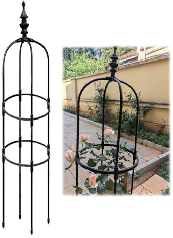Cadre obélisque en métal pour plantes grimpantes – Support de vigne de grande tour pour extérieur et patio – Treillis de jardin antirouille