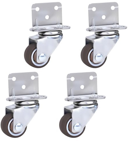 Rotelle per Mobili, 25mm Ruote Girevoli, Ruote per Mobili Pesanti con Piastra si Montaggio a L, Rotelle per Mobili Piccole per Lettini, Mobili, Supporti per Fiori, 2 Pezzi