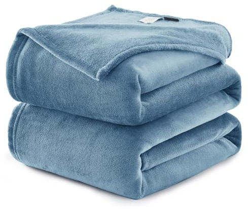 WAVVE Kuscheldecke Flauschig Decke Fleecedecke - Sofadecke Grau Blau 220x240 cm Wohndecke Couchdecke Weich, XXL Groß Decke Sofa Leicht