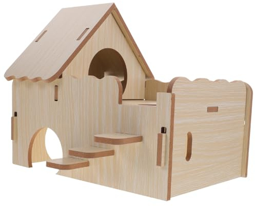 Toyvian Maison en Bois pour Cobayes et Hamsters, Abri Multifonction en Bois Naturel, Grosse Taille, Nid Confortable pour Petits Animaux de Compagnie, Accessoires Cage Cochon d'Inde