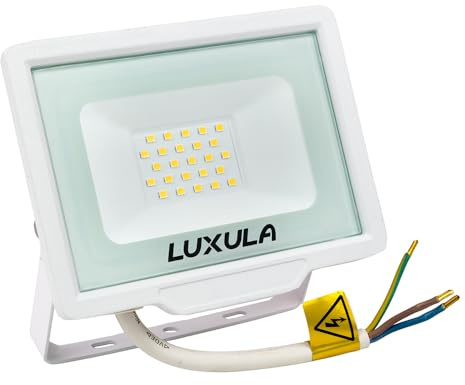 LUXULA LED Strahler Außen 20W 2000lm, 3000K Warmweiß, IP65, Weiß | IP65 wasserdicht, Fluter, Scheinwerfer, LED Außenbeleuchtung für Garten, Einfahrt, Garage und Terrasse, Gehäuse Weiß