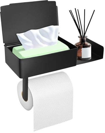 Ziyonix Toilettenpapierhalter Ohne Bohren, Edelstahl Toilettenpapierhalter mit Feuchttücherbox Edelstahl Anti-Fingerabdruck Selbstklebend Klopapierhalter mit Ablage für Badezimmer Matt