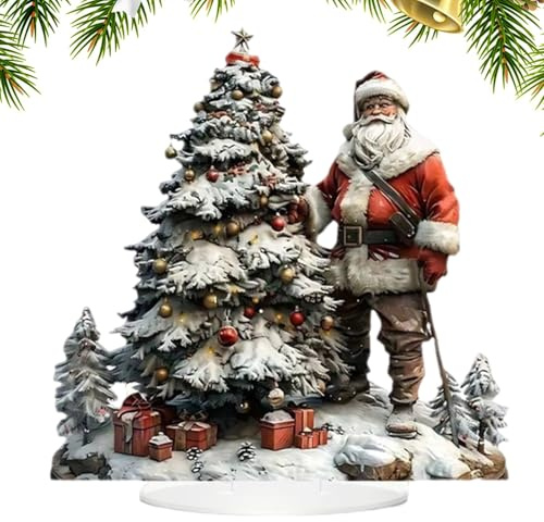 Figuras de Papá Noel de acrílico 2D, estatua de escritorio de Navidad, adorno encantador de Papá Noel para mesa de cocina, chimenea, comedor, alféizar de la ventana, porche, lugar de trabajo