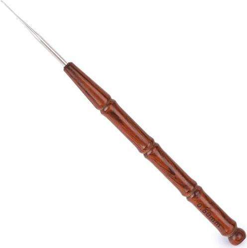 Coopay 0,5mm Häkelnadel, Ergonomische Häkelnadeln Fein mit Holzgriff, Leicht Häkelnadeln für Anfänger, Dünne Häkelnadel, Mini Filethäkelnadeln für Spitze, Klein Größe - 0,5mm