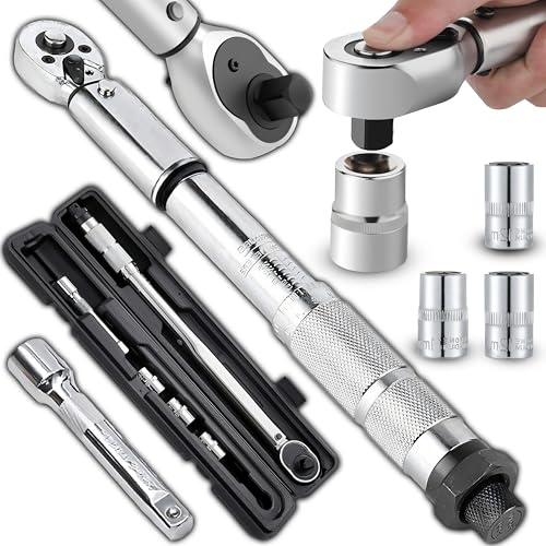 Retoo Drehmomentschlüssel Set 1/4 Zoll 28-210 Nm – 72 Zähne Umschaltknarre mit Verlängerung, Adapter, HEX & Torx Bits – Für Fahrrad, Motorrad, Auto, Reifenwechsel