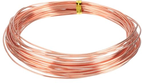 QUARKZMAN 99,9% Massiver Blanker Kupferdraht, Weicher Reiner Kupfer Basteldraht 30 Fuß 17 Gauge (1,1mm) Für Bastelarbeiten Schmuckherstellung Elektrokultivierung Gartenarbeit (9m)