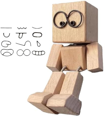 Generico Figura tambaleante de madera para salpicadero de coche - Accesorio para coche hombre articulado ajustable | Divertido bricolaje Face Maker Juguete Antiestrés Decoración Interior Altern
