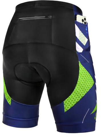 BSBUY Cuissard Velo Cycliste Hommes, Coussin 5D Rembourré, Cuissard Short VTT Anti-Glissante Respirant à Séchage Rapide, Short Cycliste Homme avec Poche(XL)