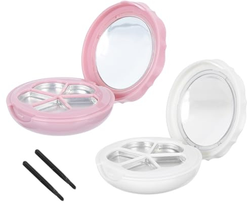 SHERCHPRY Plateaux de Maquillage Vides 2 Ensembles, Boîtes à Blush et Fards à Paupières Multi-grilles, Plateau à Rouge à Lèvres Rechargeable, Trousse Compacte Légère pour Couleur Aléatoire