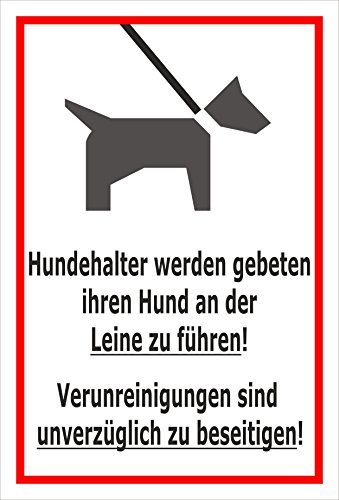 Melis-Folienwerkstatt Schild - Hunde an der Leine führen - 30x20cm | 3mm Aluverbund – S00216-016-B -20 VAR.